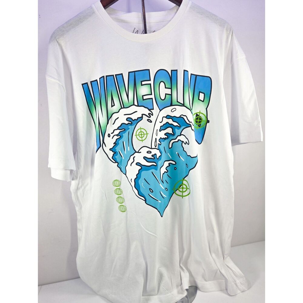 Wave Club Blue Wave Graphic T-Shirt White XL New Made in USA